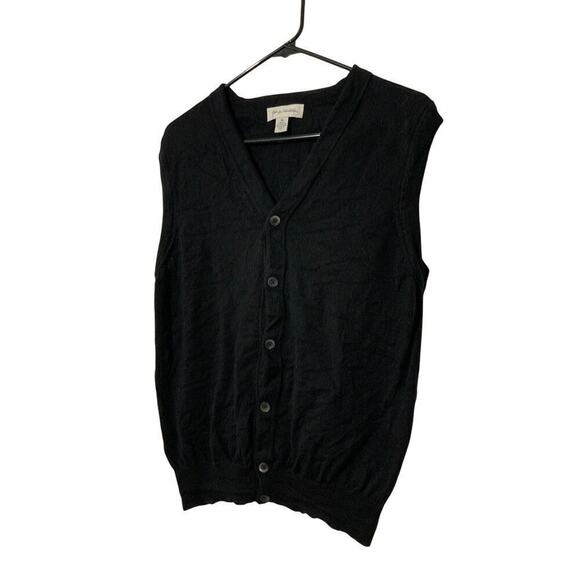 John W. Nordstrom Merino Wool Button Front Black Vest Sz Medium Office Siren - Picture 3 of 8